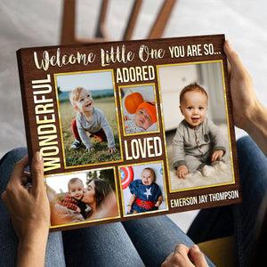 Welcome Little One You're So Adorable - Personalized Canvas - Gift For New Mom, Gift For Baby