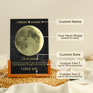 Personalized Moon Lamp, Custom Night light Moon Phase, LED Acrylic Night Light Couple Room Decor, Valentinedays Gift Plaque for Couple
