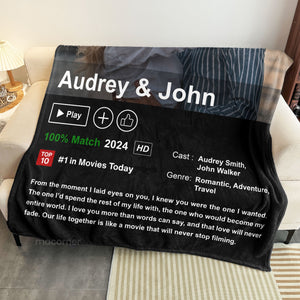 Custom Couples Photo Loveflix Movie Poster - Personalized Blanket - Gift For Couple, Anniversary, Valentine's Day Gift