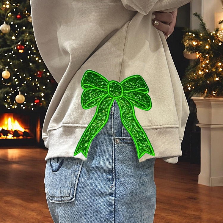 Love Grandma Life Side Bow Cut-Out Sweatshirt With Glitter, Trendy Coquette Bow, Christmas Gifts for Grandma, Nana, Granny