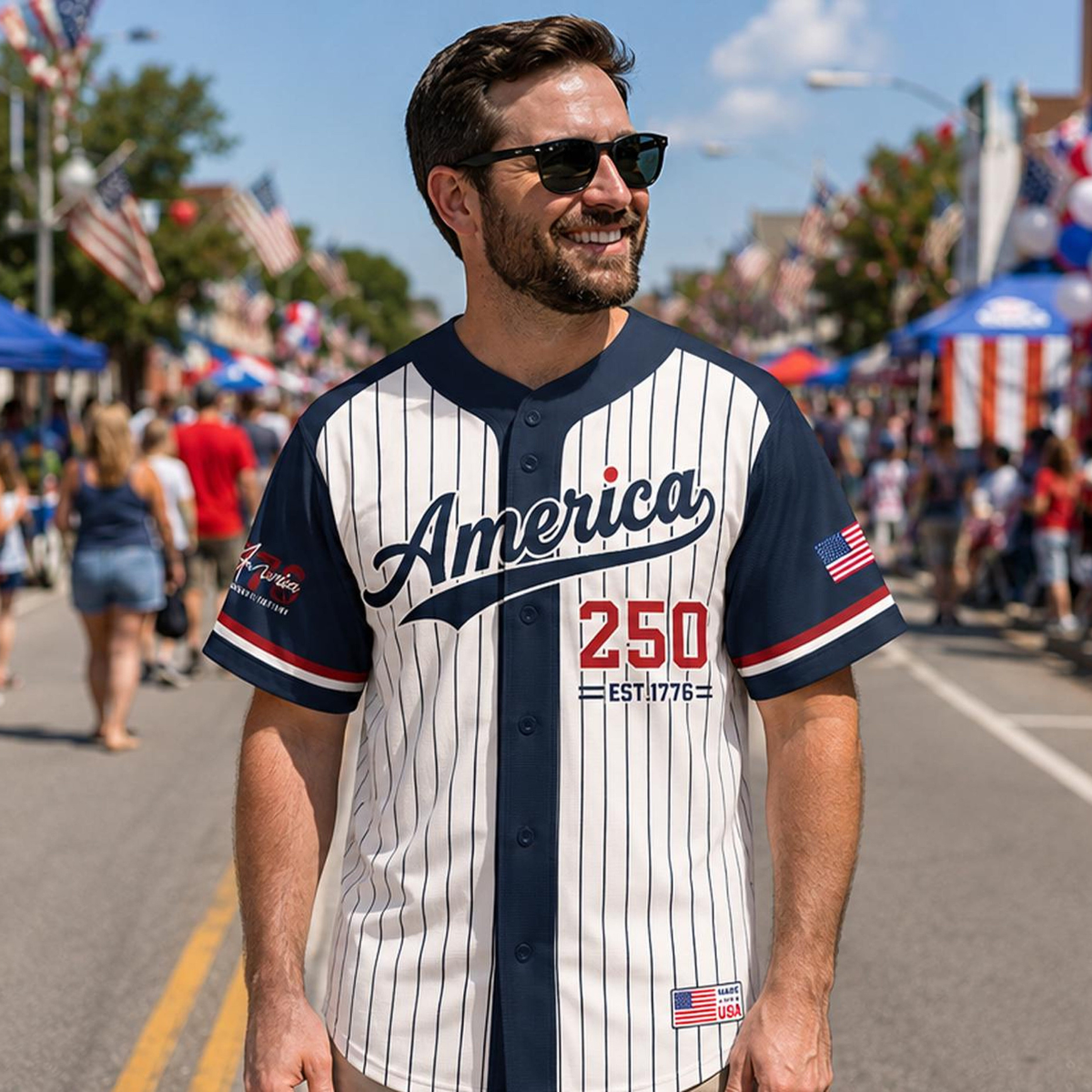 Personalized Name Number America 250 Jersey, 4th of July Baseball Shirt, USA Patriotic Jersey, Custom Name Number Independence Day Outfit