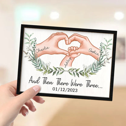 And Then There Were Three - Personalized Wooden Plaque - Gift for New Mom, New Dad
