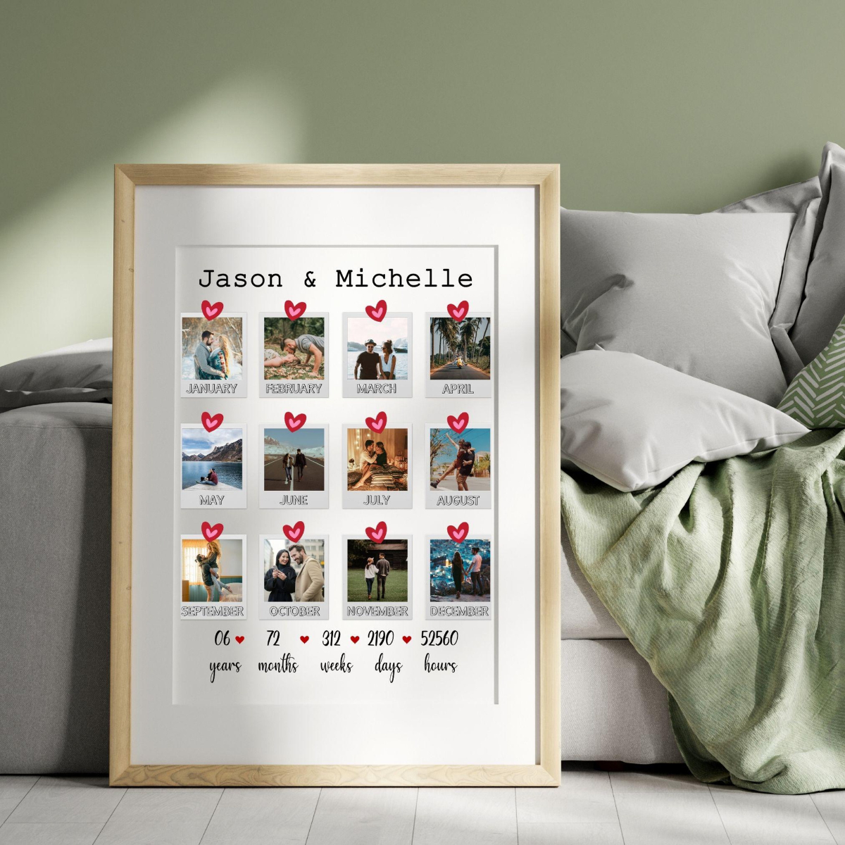 Custom Polaroid Photo, Personalized Canvas, Gift for Boyfriend Girlfriend, Anniversary Gift