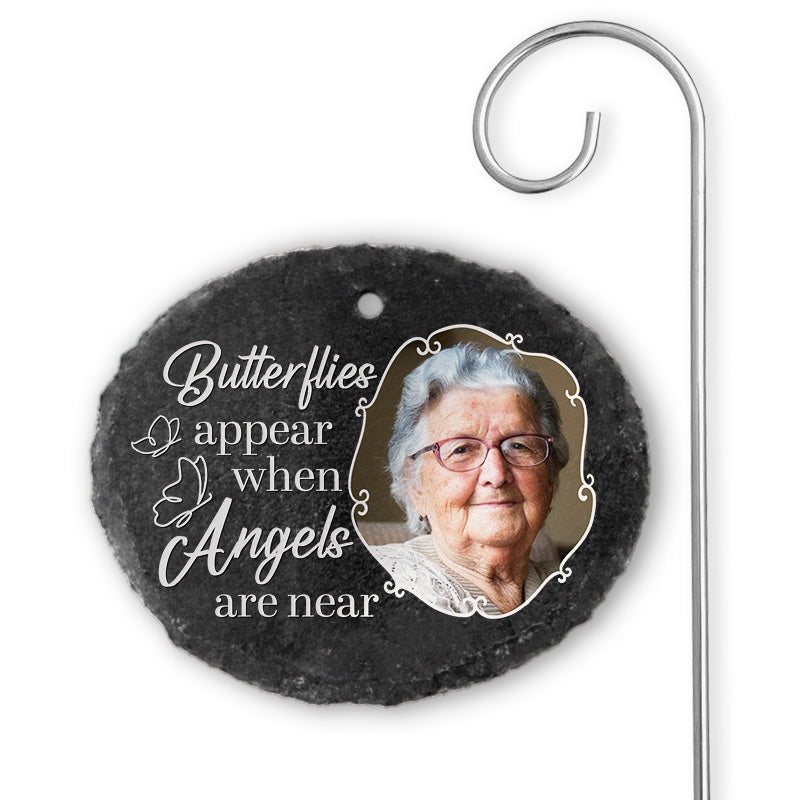 Butterflies Appear When Angels Are Near Memorial Photo - Personalized Garden Stake - Memorial Gift