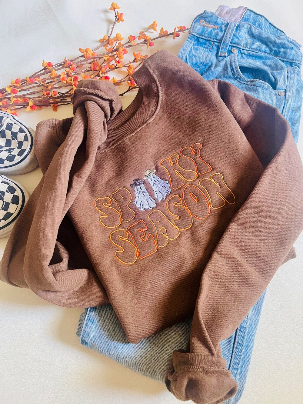 Spooky Season Western Embroidered Crewneck