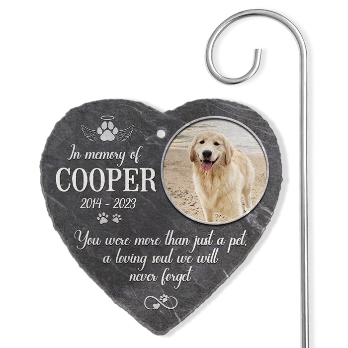 A Loving Soul We Will Never Forget Memorial Dog Photo - Personalized Slate Plaque - Memorial Gift For Pet Owner
