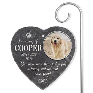 A Loving Soul We Will Never Forget Memorial Dog Photo - Personalized Slate Plaque - Memorial Gift For Pet Owner