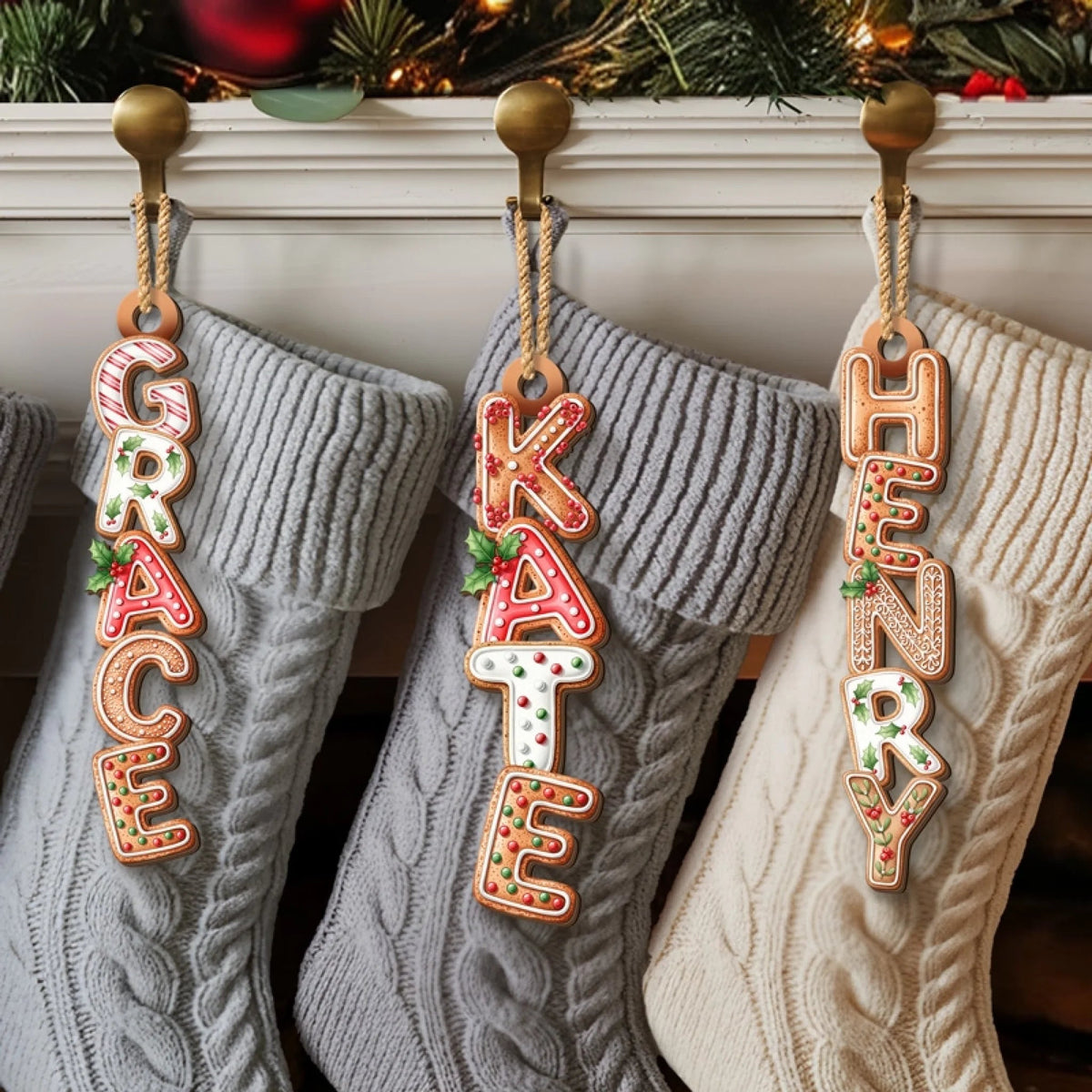 Custom Sweet Gingerbread Letter Ornament, Christmas Birthday Gifts For Family