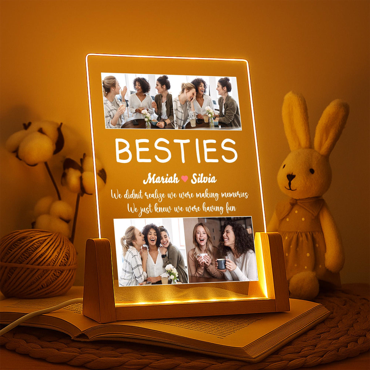 Personalized Bestie Photo Collage Night Light, Custom Friendship Gift, Custom Your Bestie Photo, Gift For Friend, Soul Sister