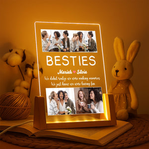 Personalized Bestie Photo Collage Night Light, Custom Friendship Gift, Custom Your Bestie Photo, Gift For Friend, Soul Sister