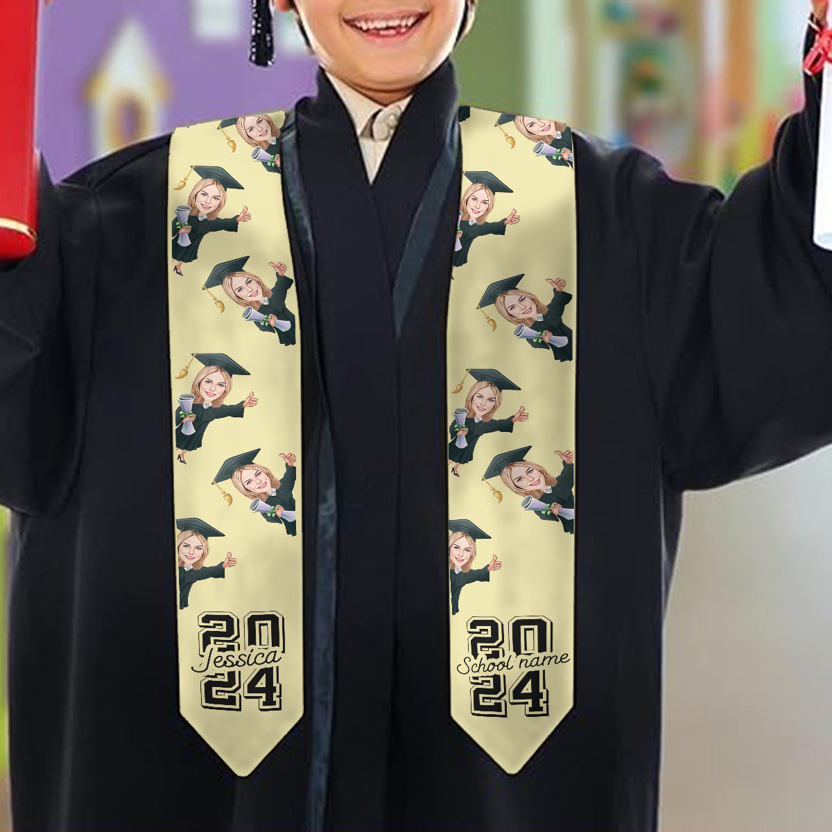 Funny Character Portrait - Personalized Graduation Sash - Graduation Gift