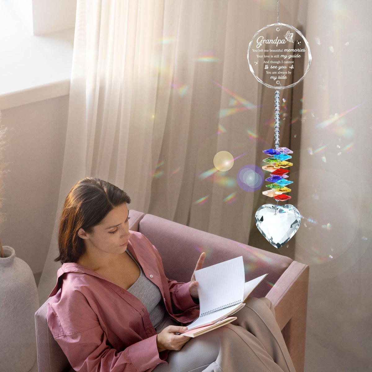 Crystal Ornament Sympathy Loss of Grandpa, Memorial Rainbow Suncatcher Memorial Keepsake Remembrance Consolation Grief Loss of Grandfather