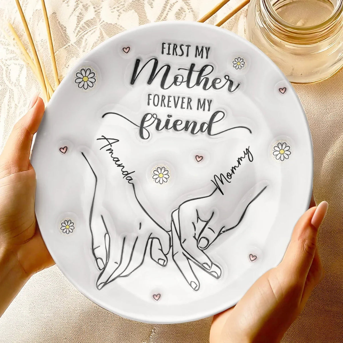 First My Mother Forever My Friend - Personalized Ceramic Plate - Mother's Day, Gift For Mom