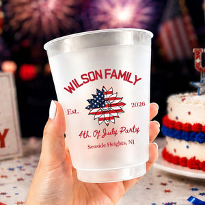 Personalized 4th of July Frosted Cups, Family Reunion Cups, Patriotic Party Favor, Beach & Lake House Cups, Backyard BBQ