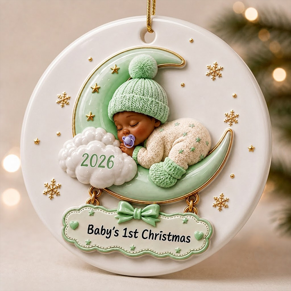 Baby's 1st Christmas Newborn Ornament- Real 3D Raised Ornament