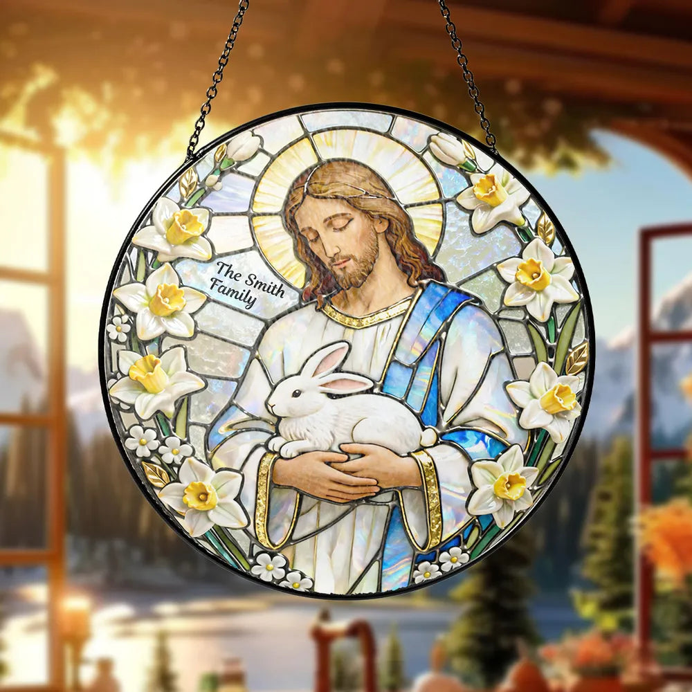 Religious Easter Jesus - Personalized Acrylic Suncatcher - Easter Gift For Family