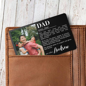 Personalized Dad Definition Metal Wallet Card, Unique Father's Day Gift from Kids, Engraved Wallet Insert, Christmas Birthday Gift for Dad