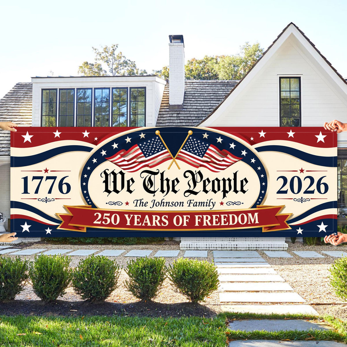Personalized We The People Banner: Custom 250th Anniversary 1776-2026 Outdoor Decor