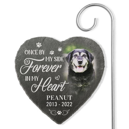 Once By My Side, Forever In My Heart Memorial Dog Photo - Personalized Slate Plaque - Memorial Gift For Pet Owner