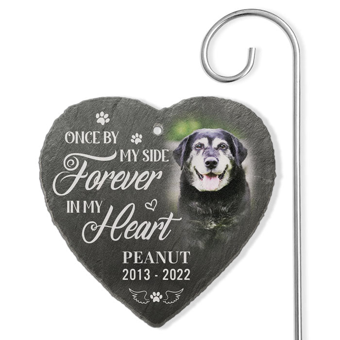 Once By My Side, Forever In My Heart Memorial Dog Photo - Personalized Slate Plaque - Memorial Gift For Pet Owner