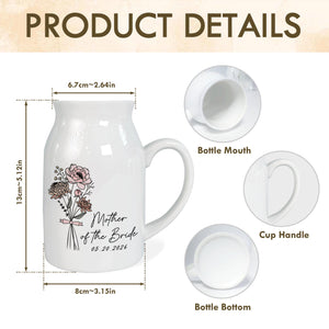 Personalized Wedding Gift For Mother Of The Bride & Groom, Mother's Day Gift For Mom, Birth Month Flower Vase, Mother of the Bride Ceramic Vase
