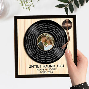 Custom Spiral Song Lyrics And Couple Photo - Personalized Wooden Plaque - Valentine's Day Gift For Couple