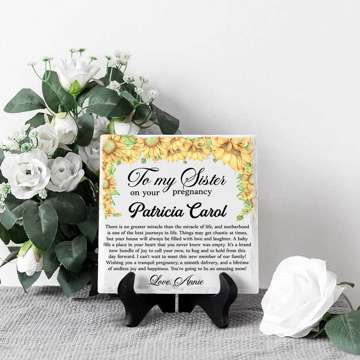 To My Sister On Her Pregnancy - Personalized Stone - Gift For Sister, Gift For New Mom, Mother's Day Gift