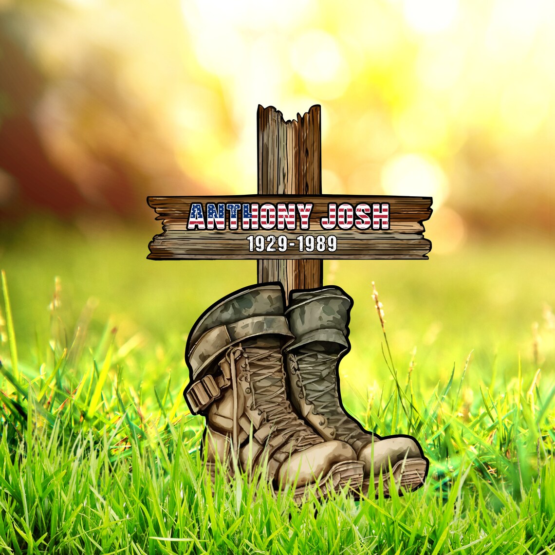 Veteran Grave Marker Personalized, USA Army Metal Plaque, US Military Sympathy Gifts, Outdoor Grave Marker, Veteran Memorial Plaque