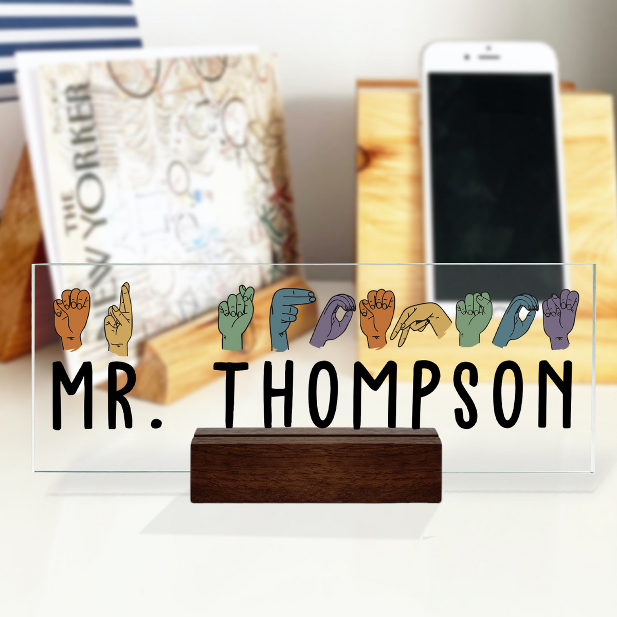 ASL Teacher Acrylic Plaque Name Sign, Sign Language Teacher Gifts, Personalized Teacher Sign, Sign Language Gift