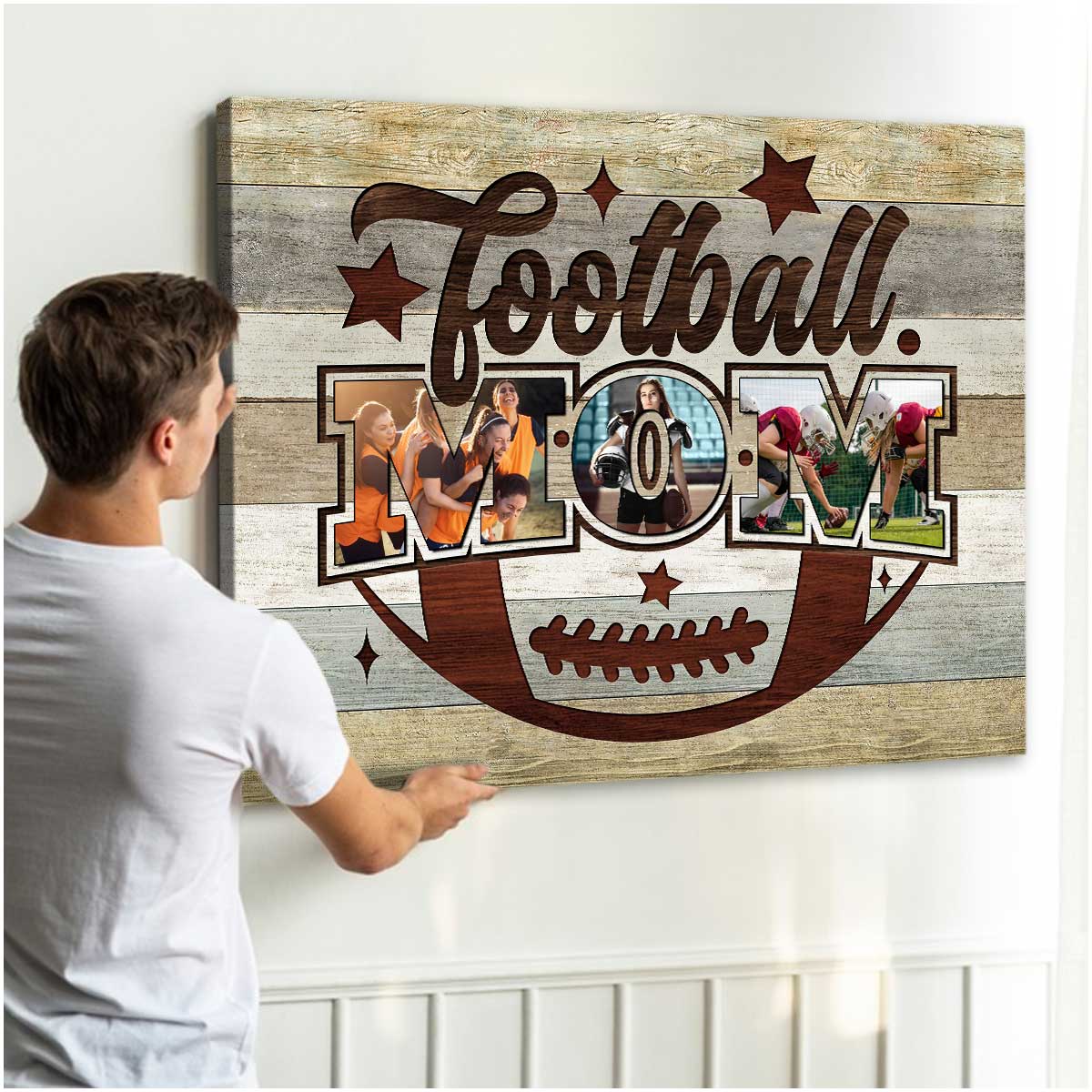 Personalized Photo Collage Gift For Football Mom Football Players Canvas Print