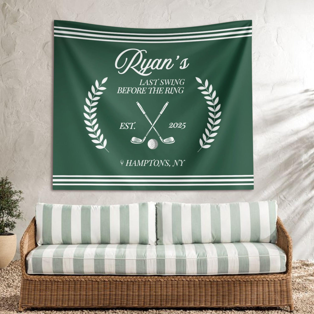 Golf Bachelor Party Banner Custom Green Golf Theme Sign Par Tee Decor Personalized Tapestry Last Swing Before the Ring Groomsmen Weekend
