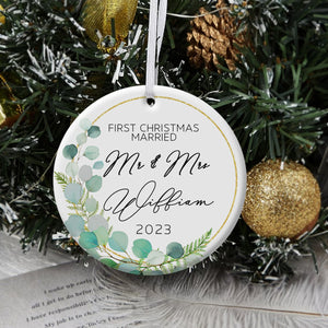 1st Christmas Married Christmas Wreath - Personalized Ornament - Christmas Gift