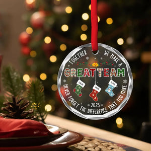 Teamwork Makes The Dream Work - Personalized Crystal Ornament - Christmas Gift For Coworkers, Colleagues