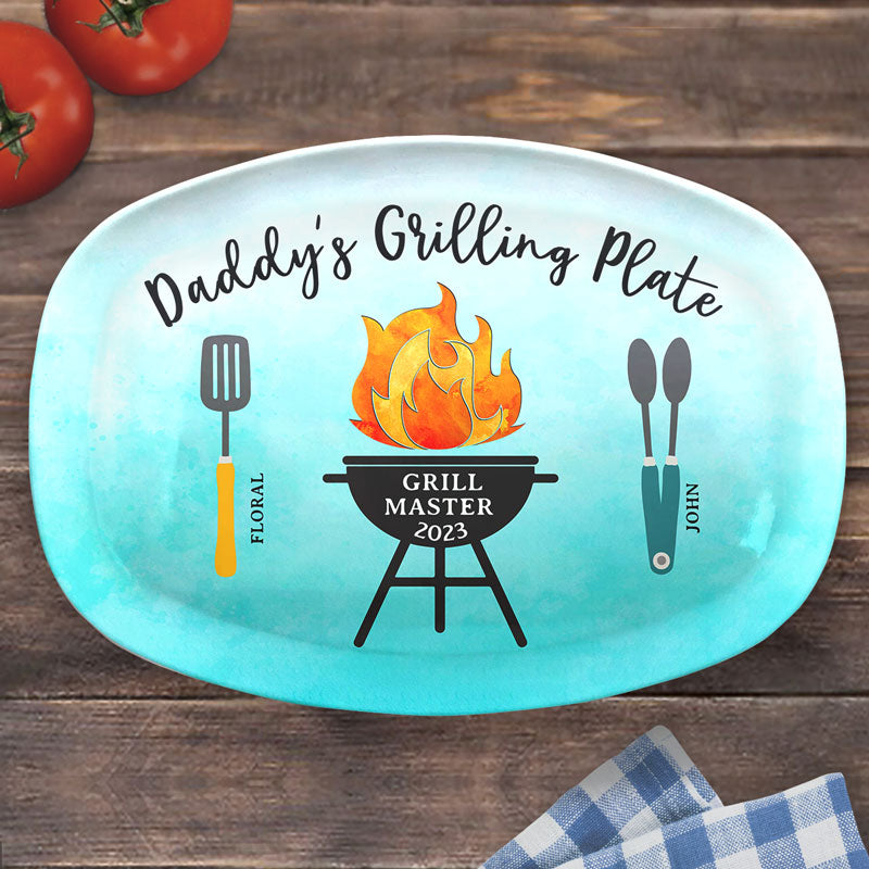 Daddy Grill Master - Personalized Dad Platter - Father's Day, Birthday Gift For Dad, Grandpa