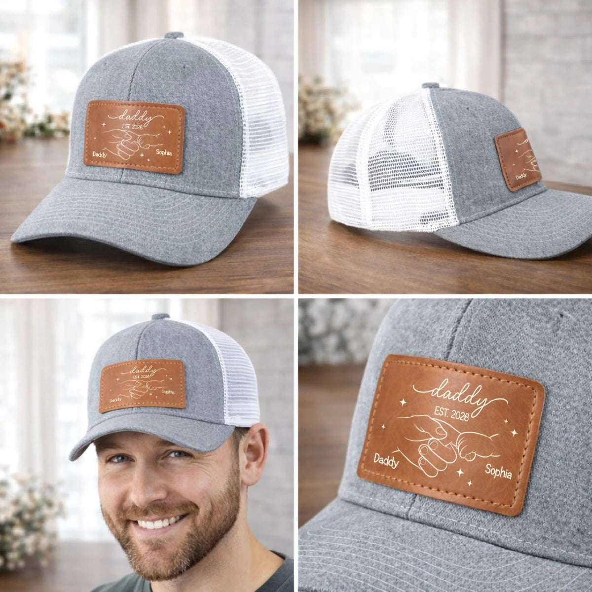 Legendary Daddy Vibe Personalized Leather Patch Hat - Gift For Dad, Father's Day Gift, New Dad Gift