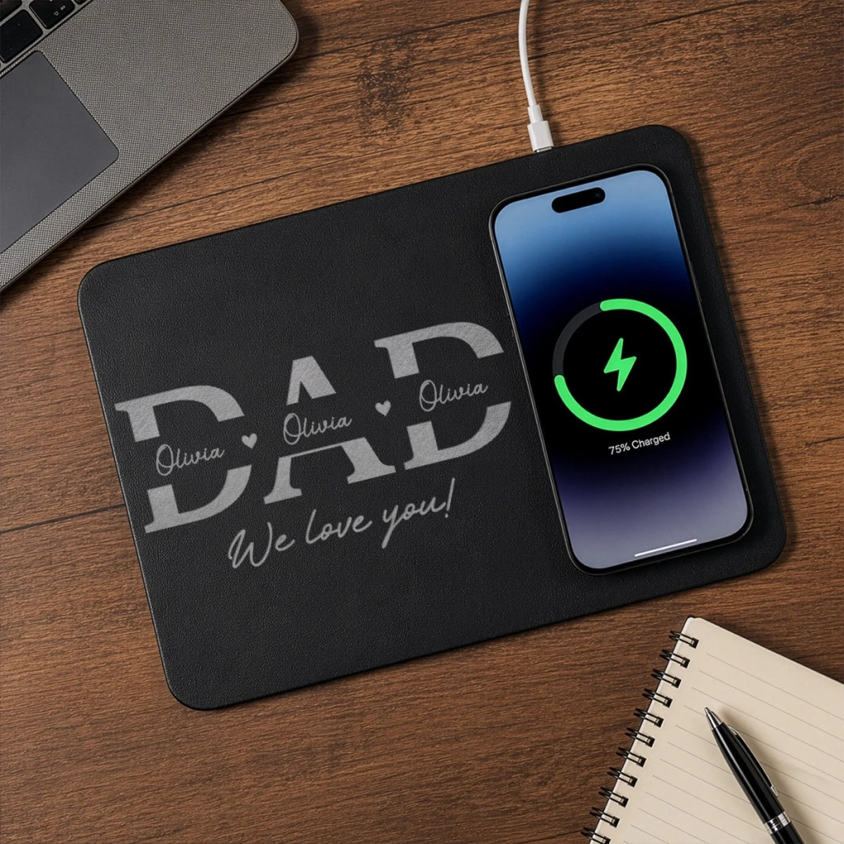 Custom Dad with Kids' Names Personalized Wireless Charging Mat - Gift For Dad Grandpa, Father's Day