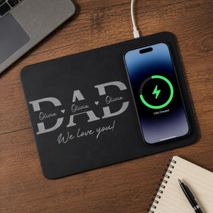 Custom Dad with Kids' Names Personalized Wireless Charging Mat - Gift For Dad Grandpa, Father's Day