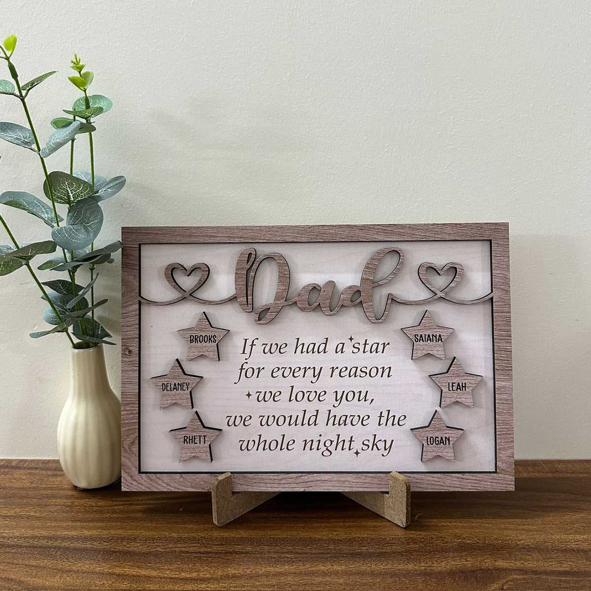 Personalized Dad Sign with Kids Names, Fathers Day Gift, Star Sign Gifts for Dad from Daughter, Gift from Kids, Dad Wood Sign, Dad Gift