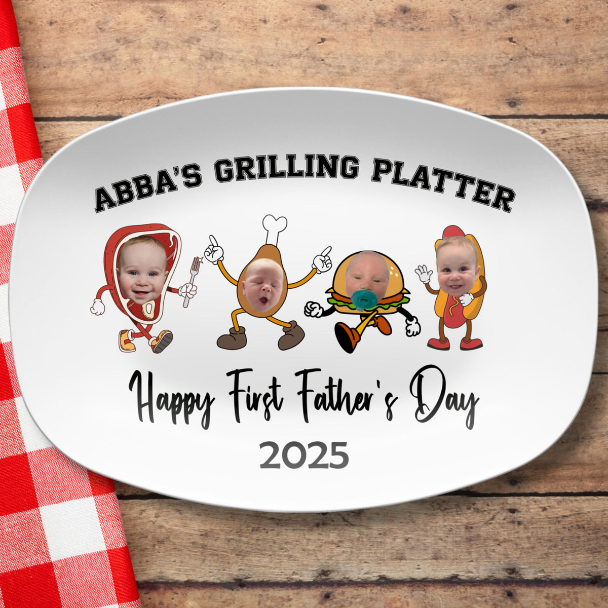 Custom Platter Gifted Father Day, Personalized Daddy's Grilling Plate, Custom BBQ Gift for Dad Grandpa or Husband, Unique Fathers Day Present