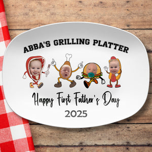 Custom Platter Gifted Father Day, Personalized Daddy's Grilling Plate, Custom BBQ Gift for Dad Grandpa or Husband, Unique Fathers Day Present