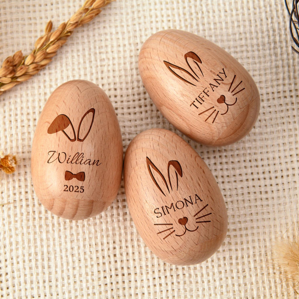 Personalized Wooden Easter Egg, Musical Wooden Easter Egg Shakers, Custom Easter Gift, Baby First Easter