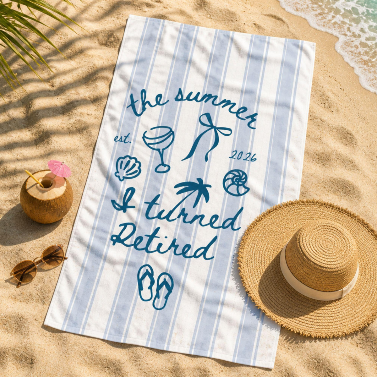 Retirement Gift For Women, The Summer I Turned Retired Beach Towel, Funny Retirement Party Gift For Retiree