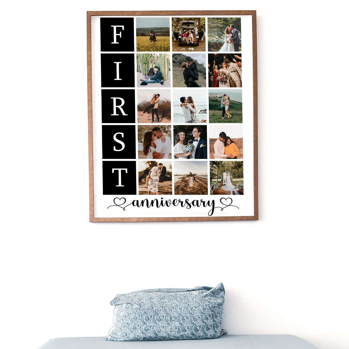 First Anniversary Gift for Couple, 1st Anniversary Gift, Personalized Photo Canvas Wall Art Decor