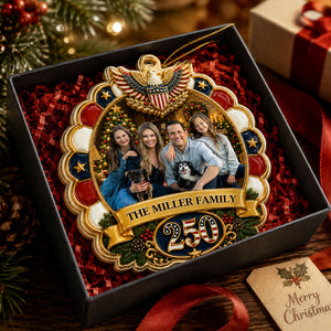 Family 250 Pride Christmas Photo - Real 3D Raised Ornament