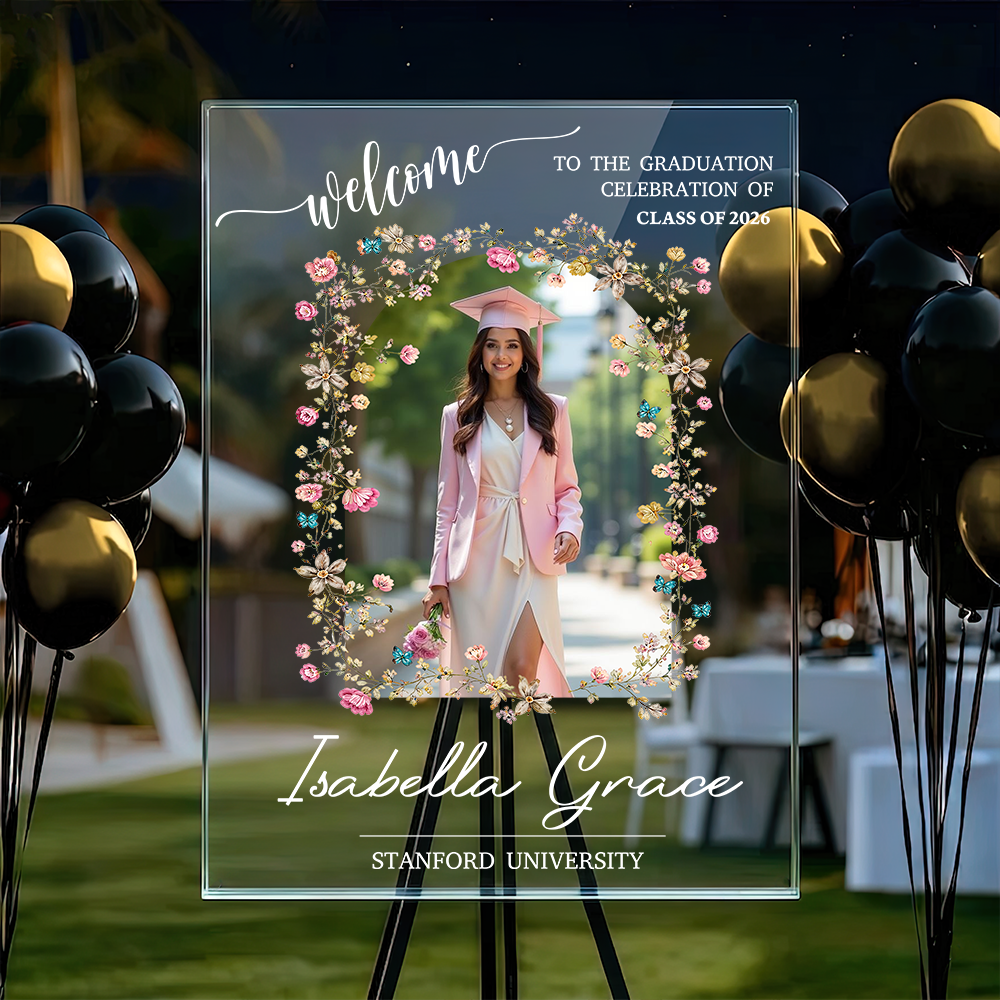 Floral Class Of 2026 Personalized Acrylic Welcome Sign