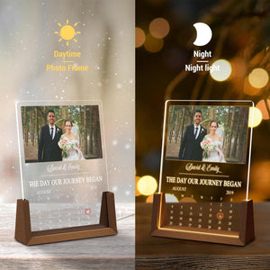 Personalized Wedding Photo Calendar Desk Name Plate NIght Light, Valentines Day Gifts, Anniversary Gifts, Gift for Him/Her