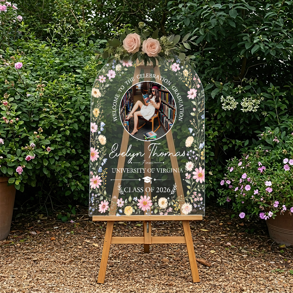 Watercolor Wildflower Personalized Acrylic Welcome Sign