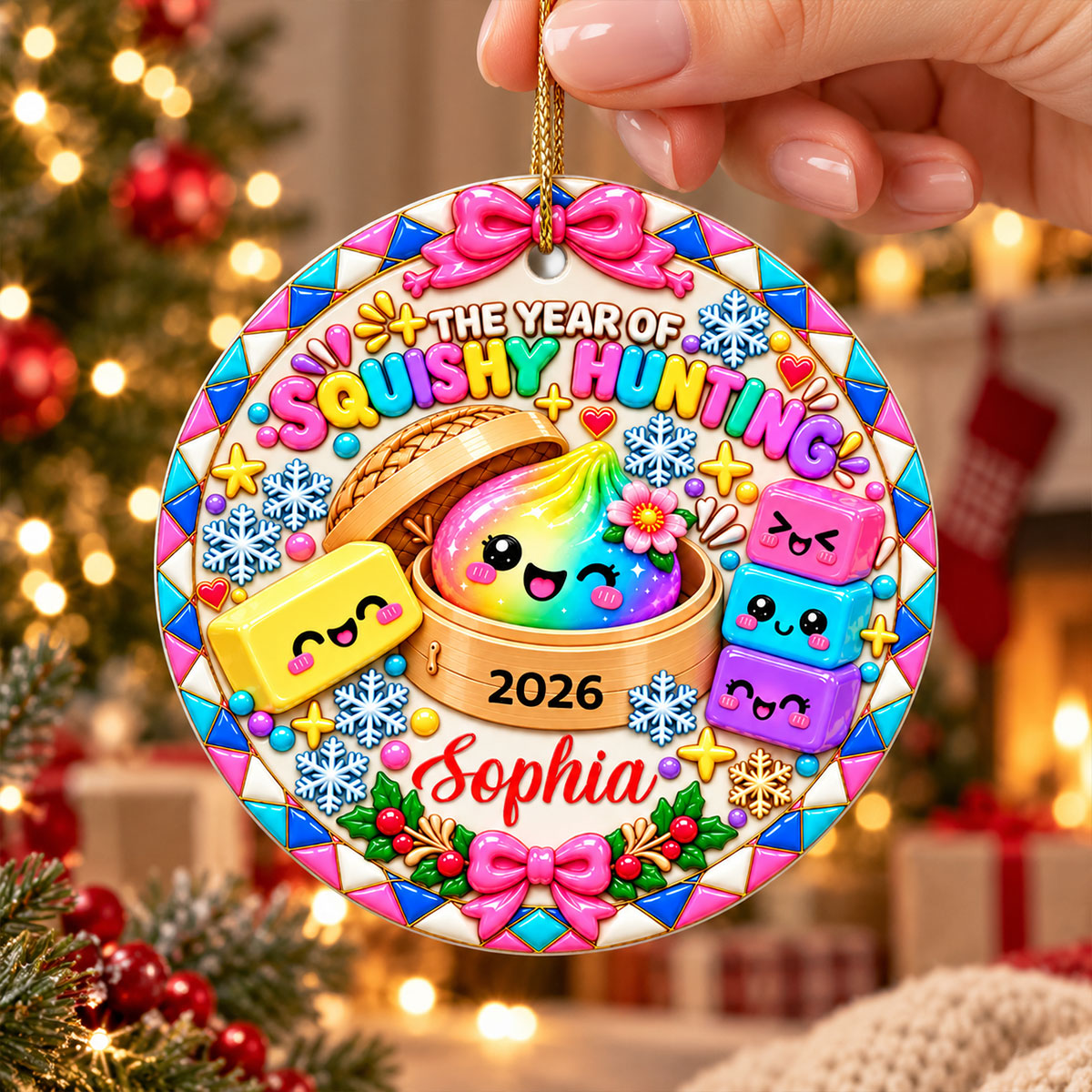 The Year of Squishy Hunting - Personalized Ceramic Ornament - Christmas Gift for Daughter, Granddaughter, Children