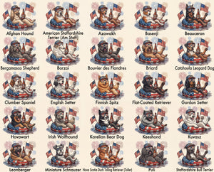 Patriotic Dogs Comfort Colors 4th of July Dog T-Shirts, 124+ Dog Breeds, Custom Available, USA Flag, Fireworks, USA 250 Shirt