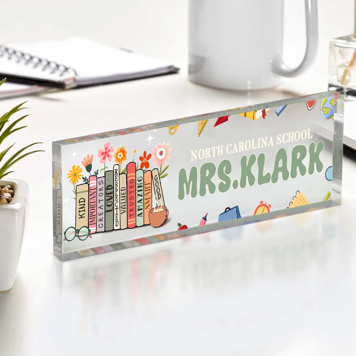 Personalized Teacher Desk Name Plate, Nameplate For Teacher, Teacher Desk Decor, Back To School Teacher Appreciation Gift, Teacher Gift For Women